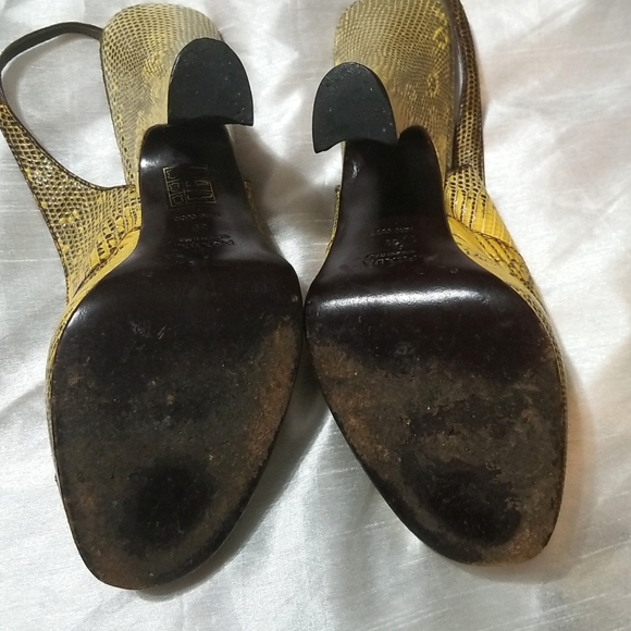 Vintage Prada Platform Lizard Peep Toe Embossed Leather Slingbacks 39 8.5 - Picture 5 of 11